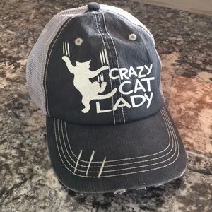 Distressed Crazy Cat Lady Baseball Cap Hat